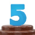 Number 5 Five on ChoÃÂolate cake. 3D render Illustration